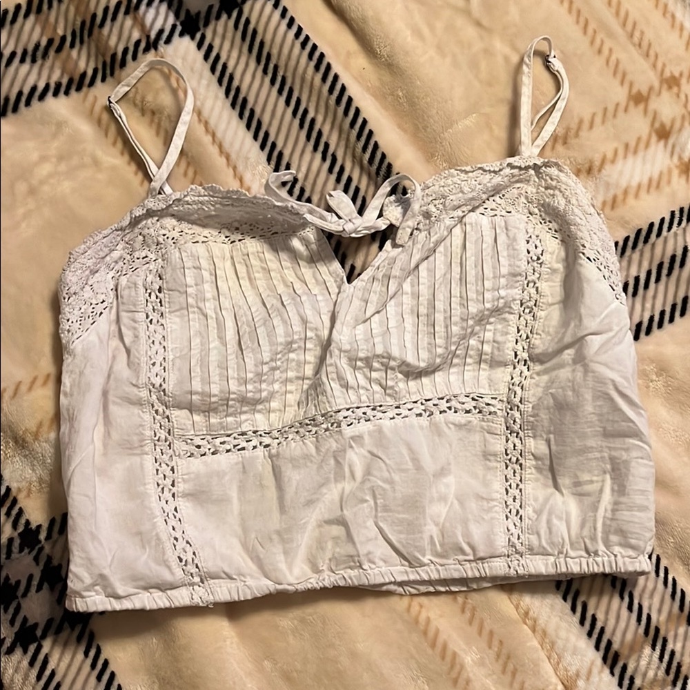 White Lace Trimmed Women's Top